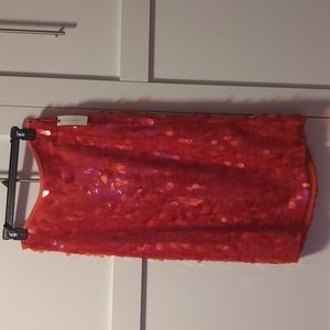ANTHROPOLOGIE Red Sequined Skirt NWT